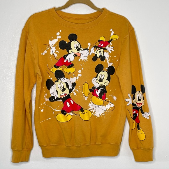 Disney Sweaters - Disney Mickey Mouse Graphic VTG Pullover Sweater in Mustard